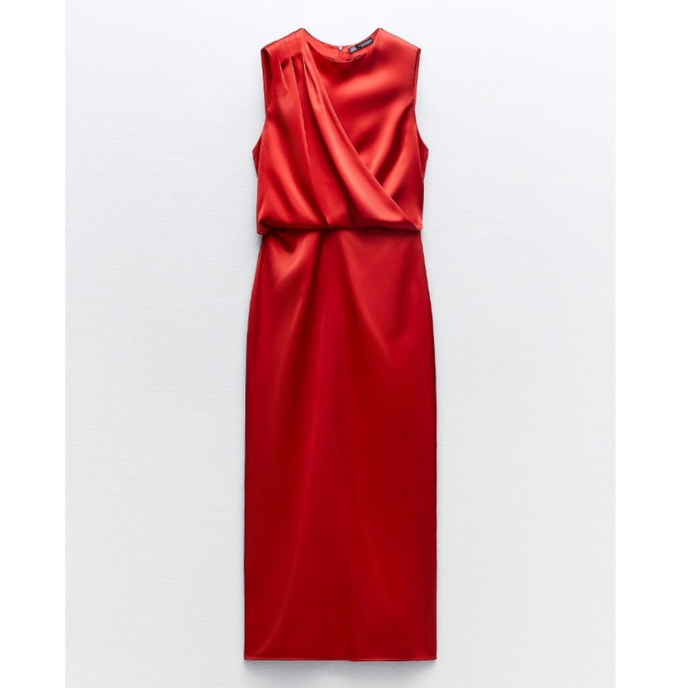 SATIN EFFECT MIDI DRESS SIZE S
